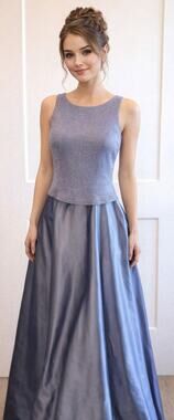 VTG 90s Arianna By Rachel Kaye Periwinkle Blue Metallic Top Maxi Dress Gown Sz 4